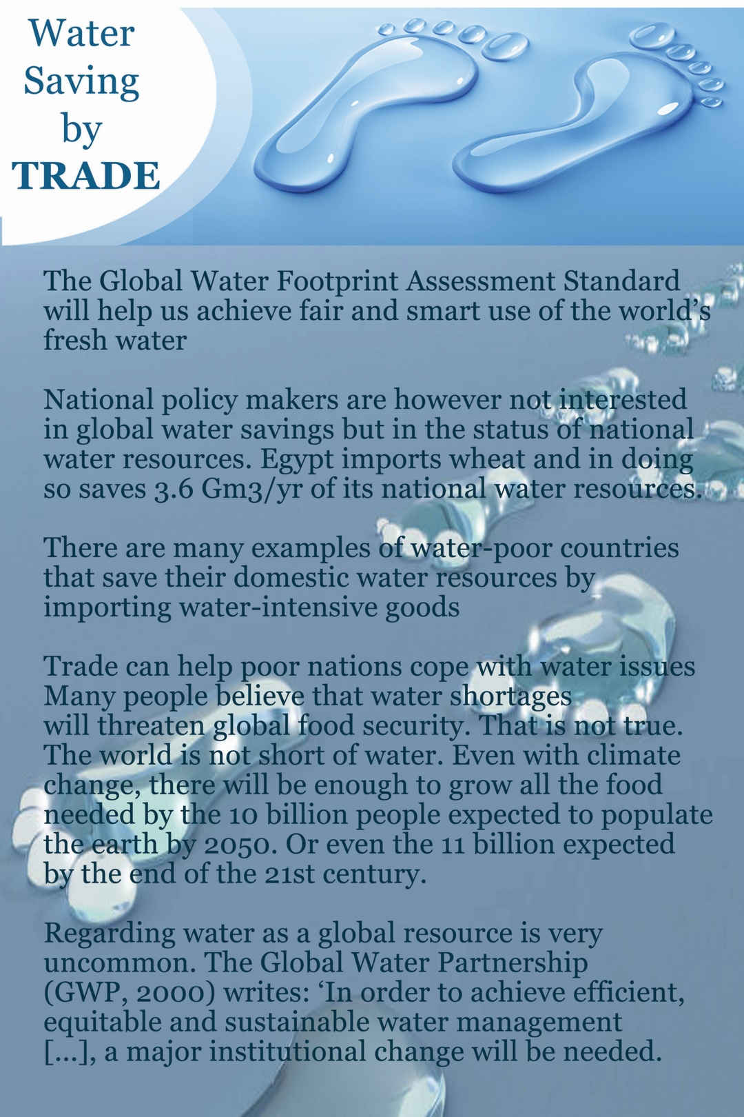 Water saving by trade
