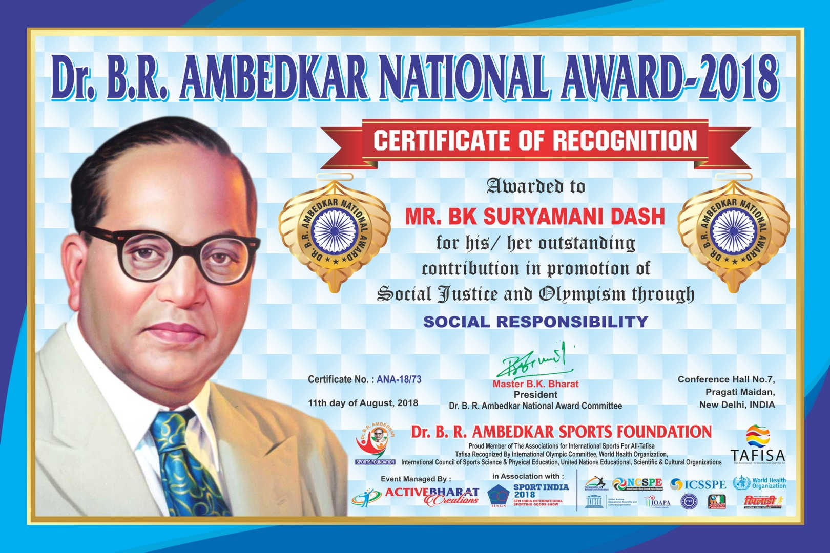 Brahma kumaris certificate of recognition