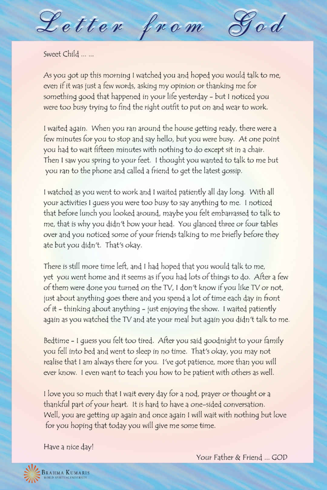 Letter from god
