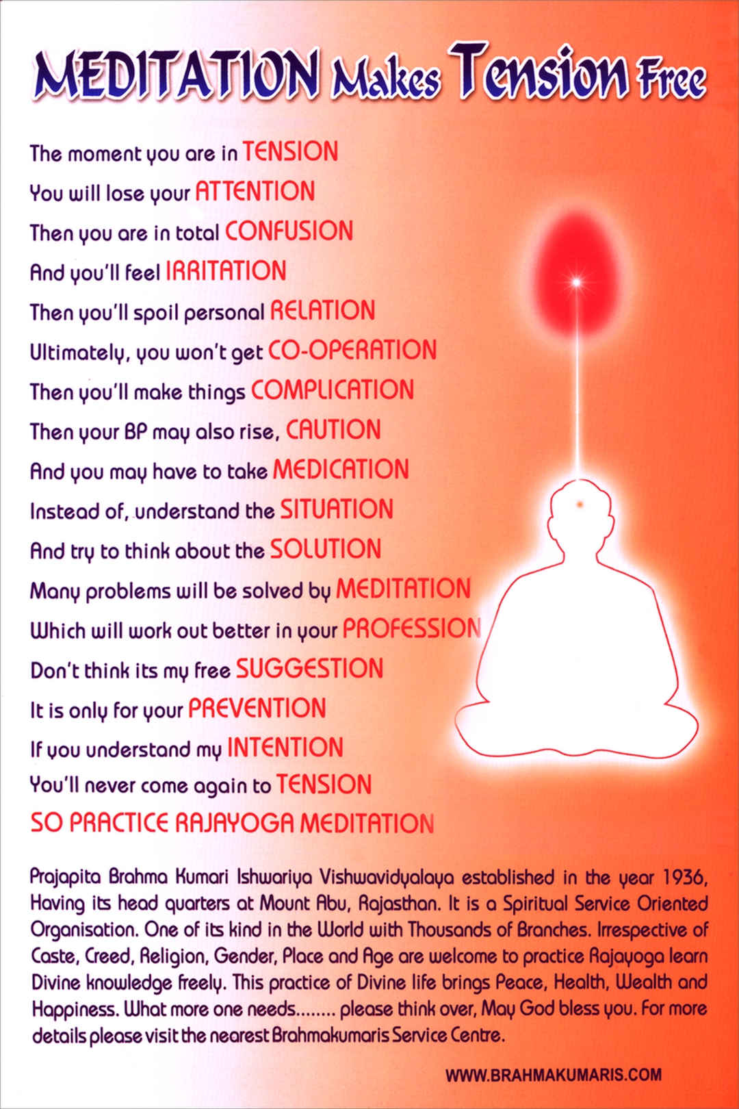 Meditation makes tension free