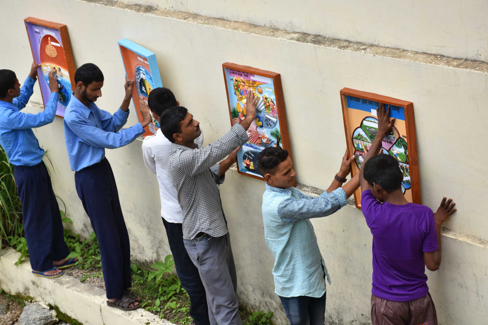 Mt abu blind school students experiencing 3d spiritual models