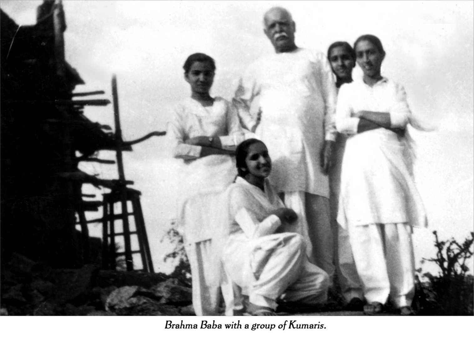 Brahma baba with a group of kumaris