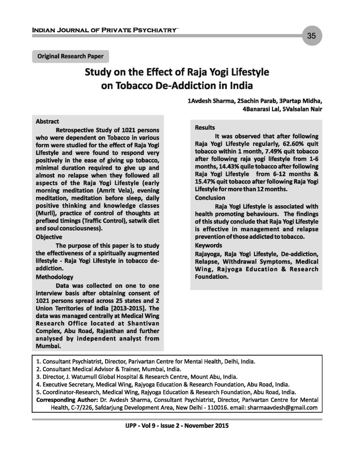 18 Effect Of Raja Yogi Lifestyle On Tobacco De Addiction In India (2) Page 05