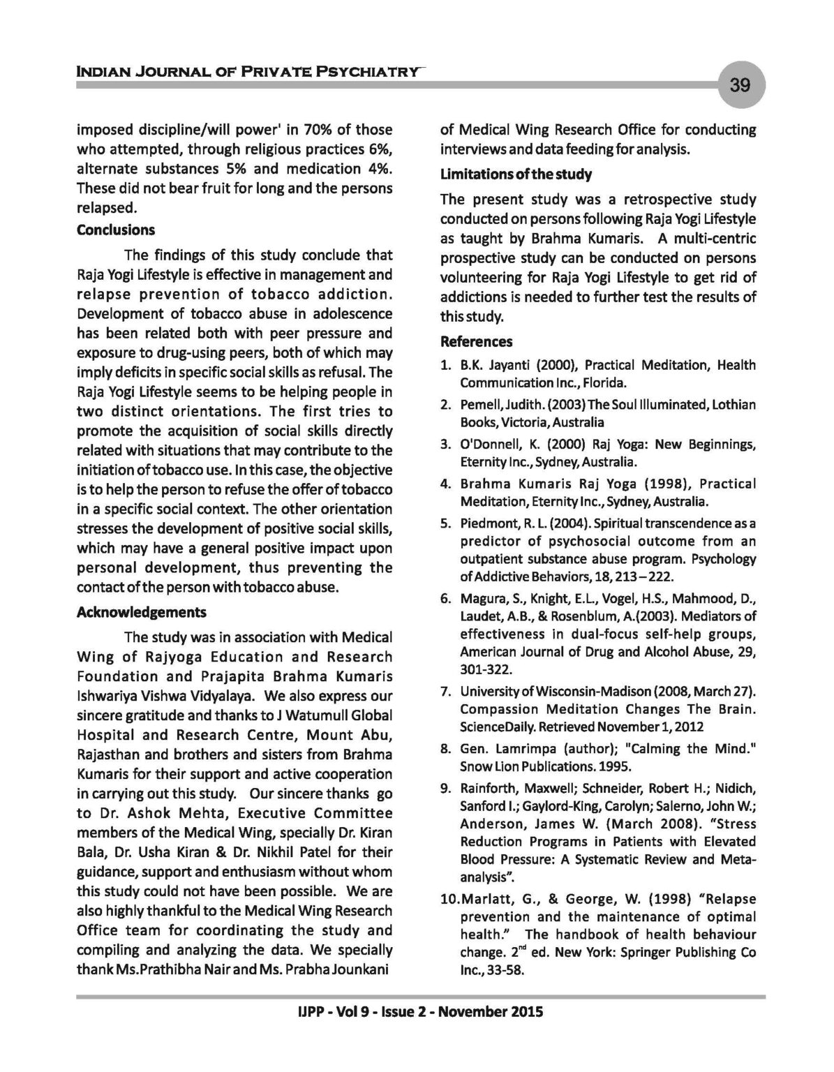 18 Effect Of Raja Yogi Lifestyle On Tobacco De Addiction In India (2) Page 09