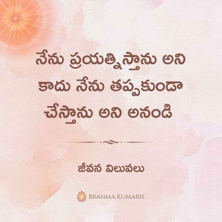 నేను ప్రయత్నిస్తాను అని కాదు నేను తప్పకుండా చేస్తాను అని అనండి