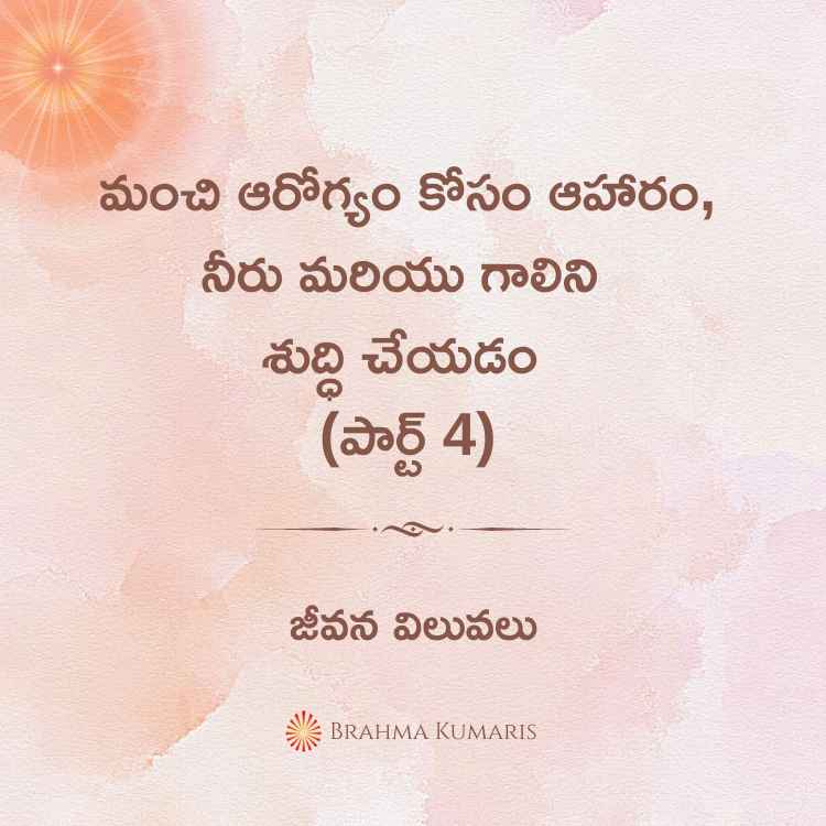 13th jan - జీవన విలువలు 2 brahma kumaris | official మంచి ఆరోగ్యం కోసం ఆహారం, నీరు మరియు గాలిని శుద్ధి చేయడం (పార్ట్ 4)