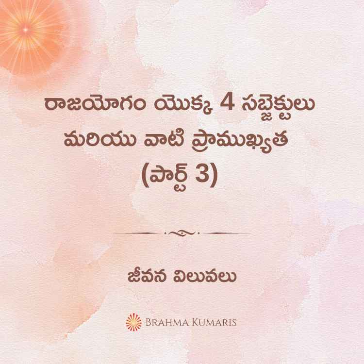 రాజయోగం యొక్క 4 సబ్జెక్టులు మరియు వాటి ప్రాముఖ్యత (పార్ట్ 3)
