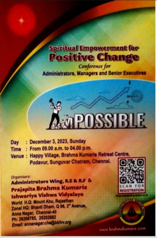 Spiritual Empowerment for Positive Change Conf Chennai » Brahma Kumaris | Official