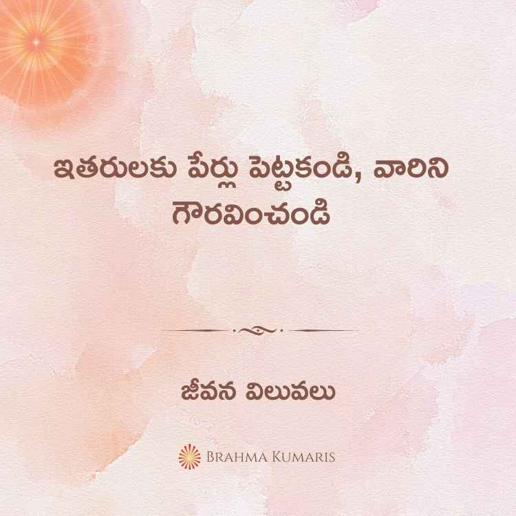 ఇతరులకు పేర్లు పెట్టకండి, వారిని గౌరవించండి
