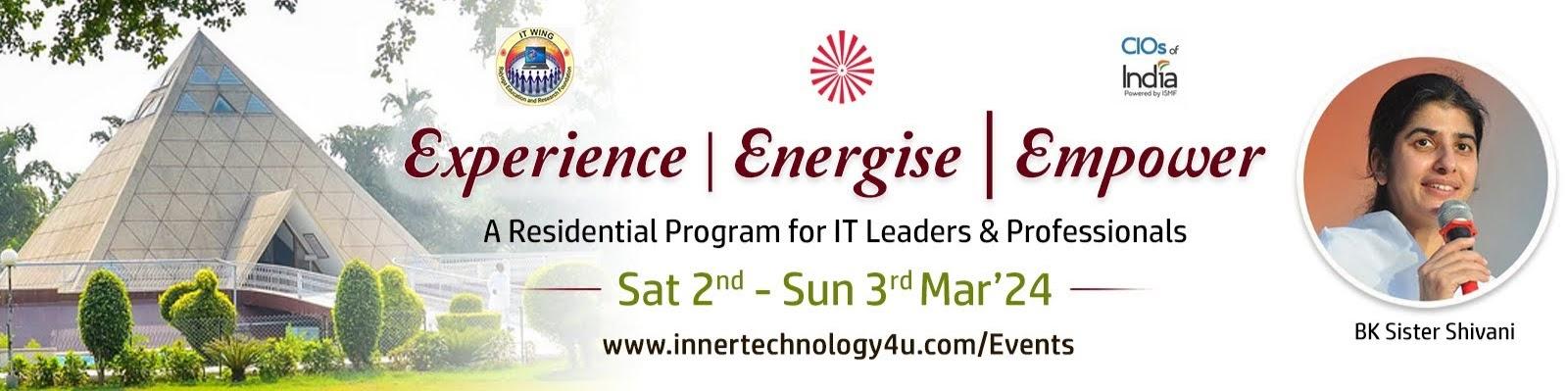“experience energise empower” – inner peace inner technology national residential retreat