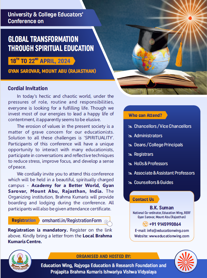 University & college educators' conference - 'global transformation through spiritual education' 1 Education wing