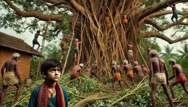 7. Villagers beginning to cut smaller branches v2