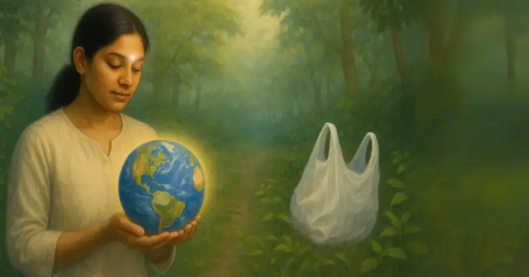 Plastic pollution is not merely a material crisis—it mirrors our inner habits of excess, forgetfulness, and disconnection from our true, soul-conscious nature. True change begins with awareness—both within and without.