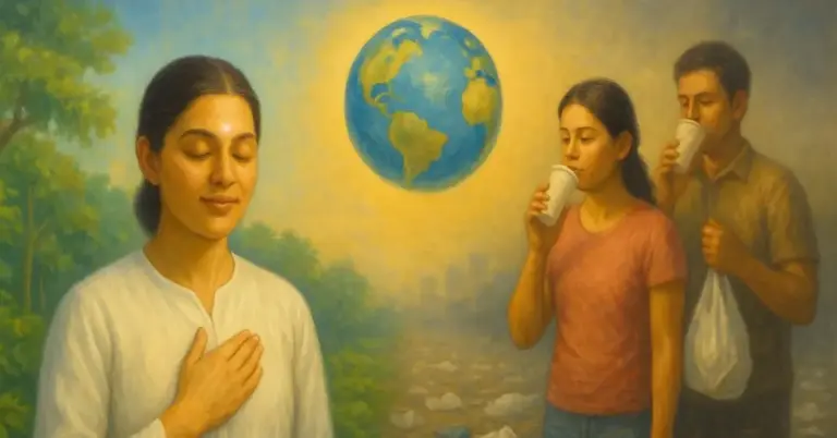 इस ब्लॉग के माध्यम से, हम आपको नीतियों (पॉलिसी) और सफाई अभियानों के आगे, पर्यावरण असंतुलन के अन्य गहरे कारणों को समझने का निमंत्रण देते हैं। क्योंकि सच्चा परिवर्तन तभी आता है जब बाहरी कार्यों के साथ-साथ आंतरिक जागरूकता भी जुड़ी हुई हो।