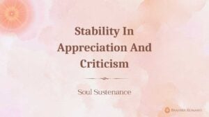 Stability In Appreciation And Criticism
