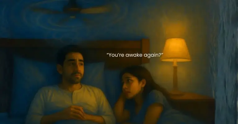 His wife meera stirred beside him. Youre awake again she mumbled