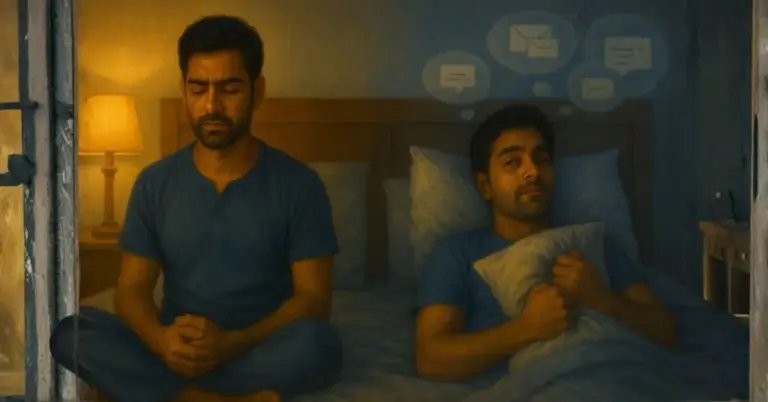 That night aarav tried to meditate on his own
